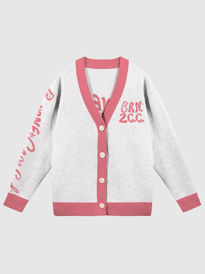 The Cape Cozy Cardigan | BOURNE to Cape Cod™ Unisex Knit Sweater | Coastal Classic Fit | Colors: Bleach White & Hot pink Trim product image (3)