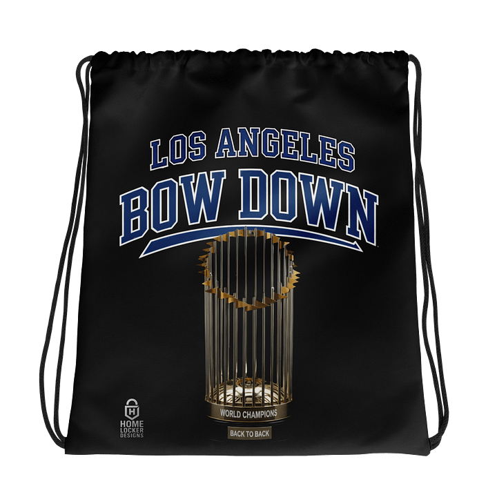"Bow Down" LA Champion Black Drawstring Bag | LA | BASEBALL | Home Locker product image (1)