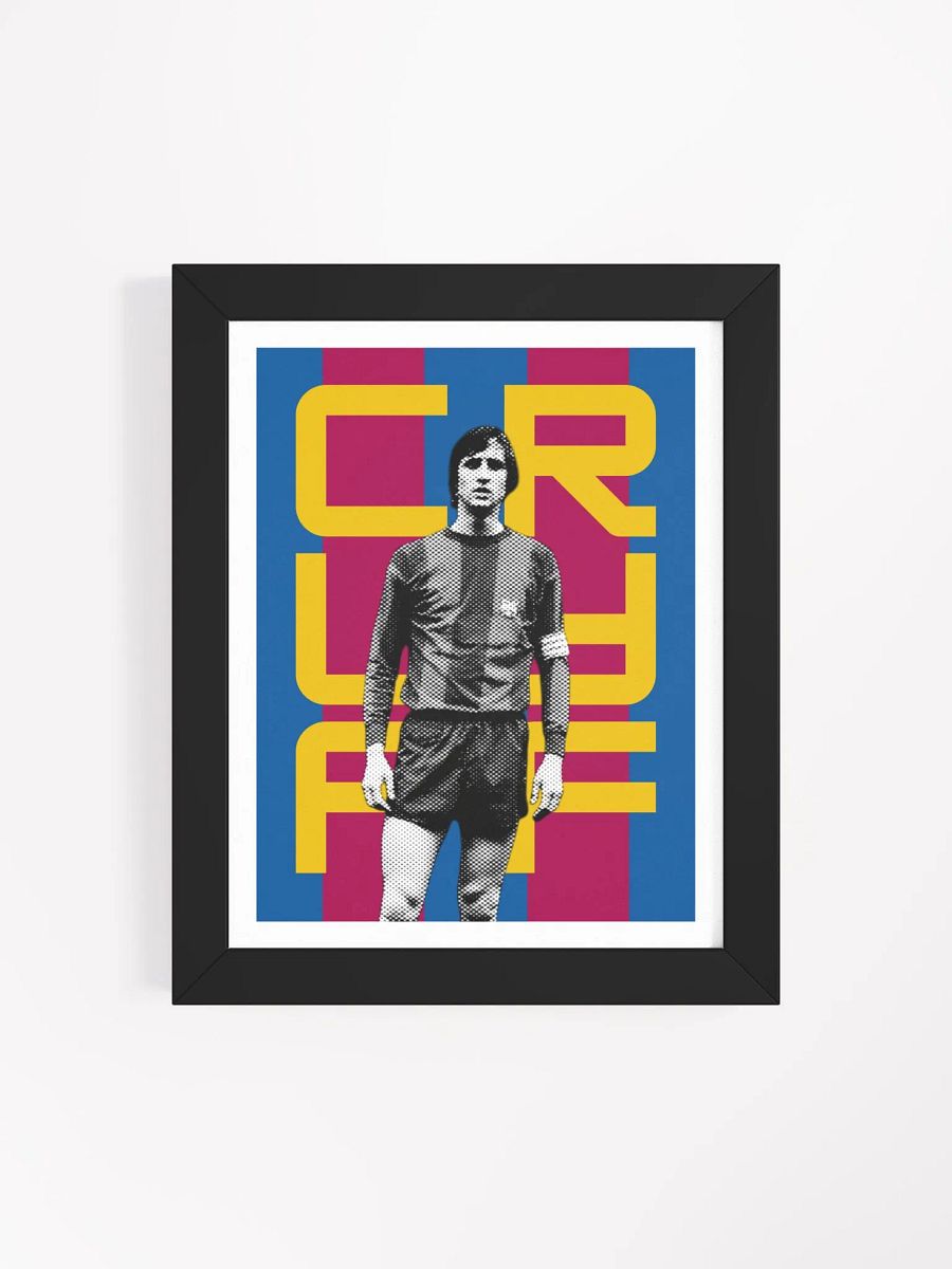 Johan Cruyff BW Barcelona Name Art Framed Print product image (2)