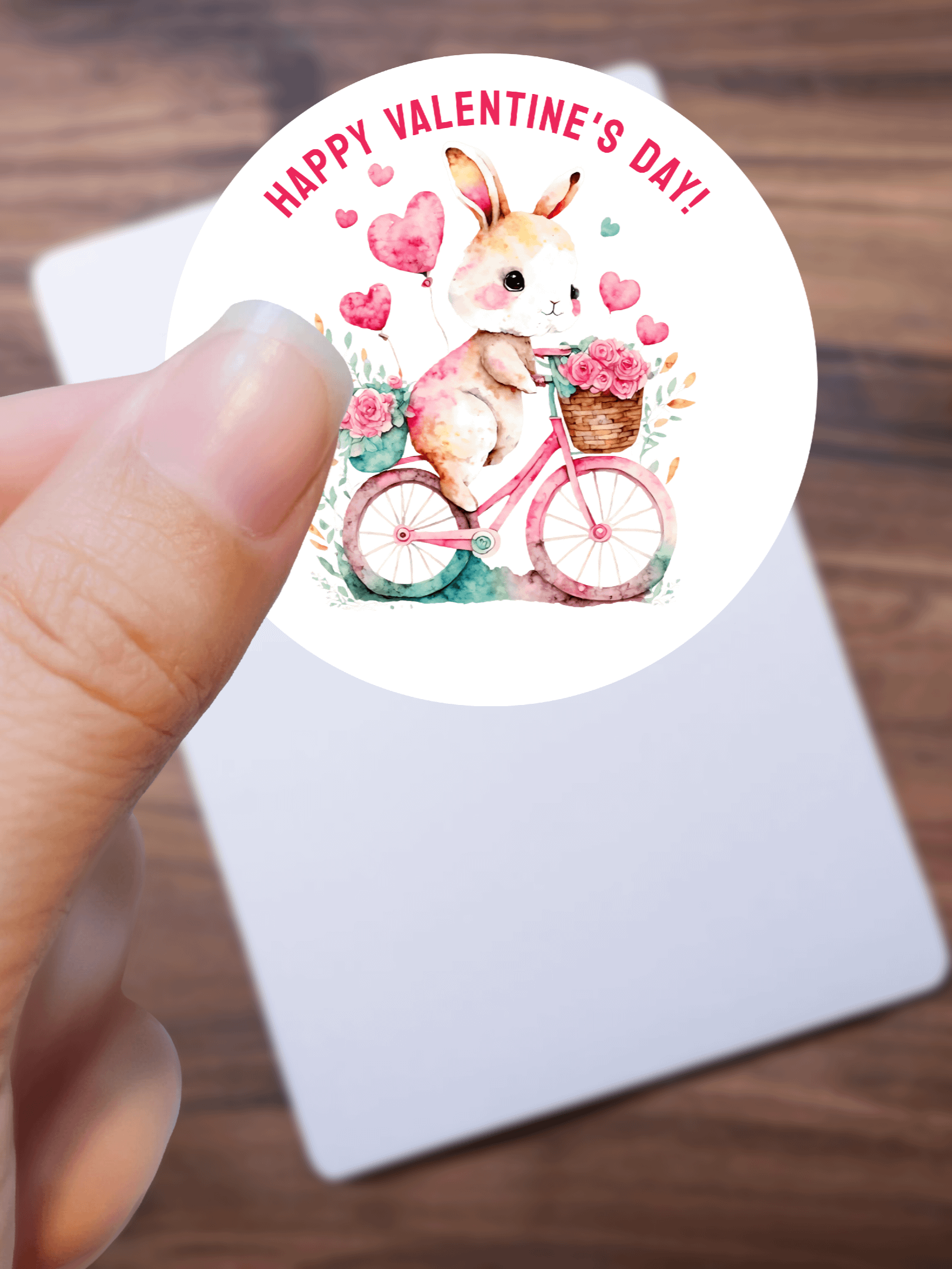 Happy Valentine's Day Greetings Bunny Riding Bike product image (1)