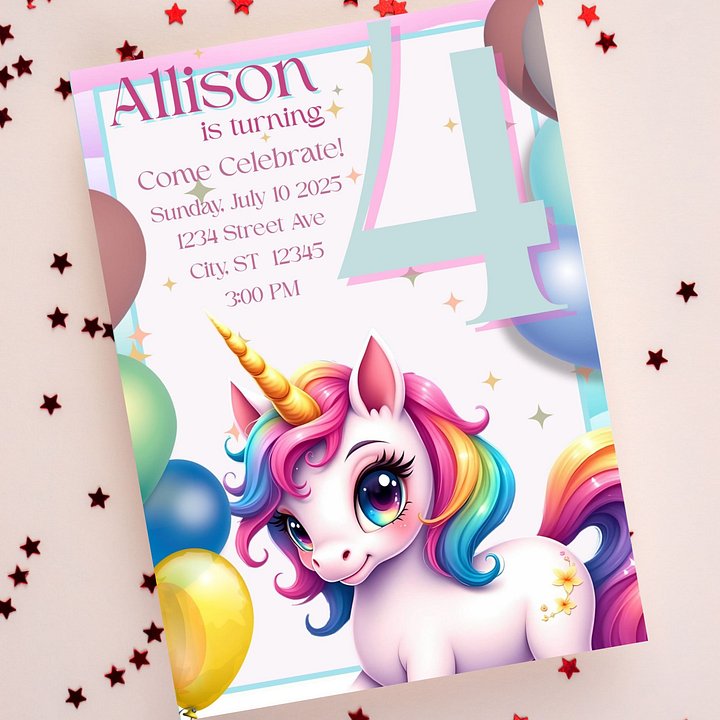 Unicorn Invitation Unicorn Cloud Day, Unicorn Invitation Template, Unicorn Invite Downloadable, Unicorn Birthday Digital Invitation product image (1)
