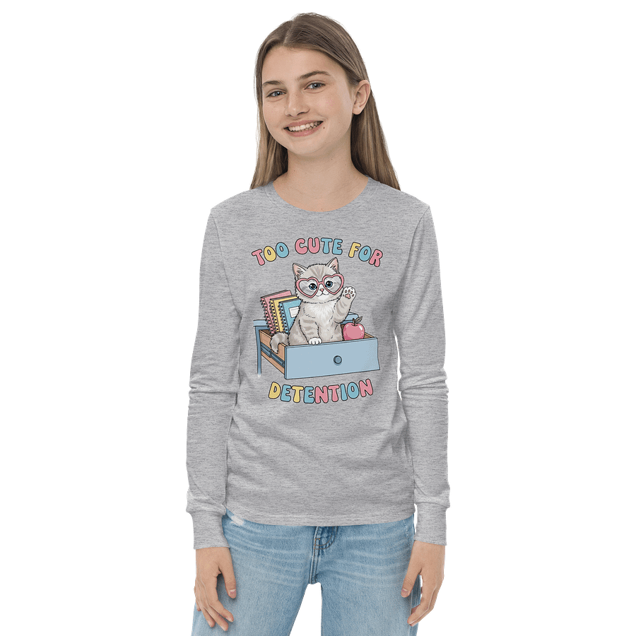 Too Cute For Detention Kitty Heart Long Sleeve Tee product image (21)