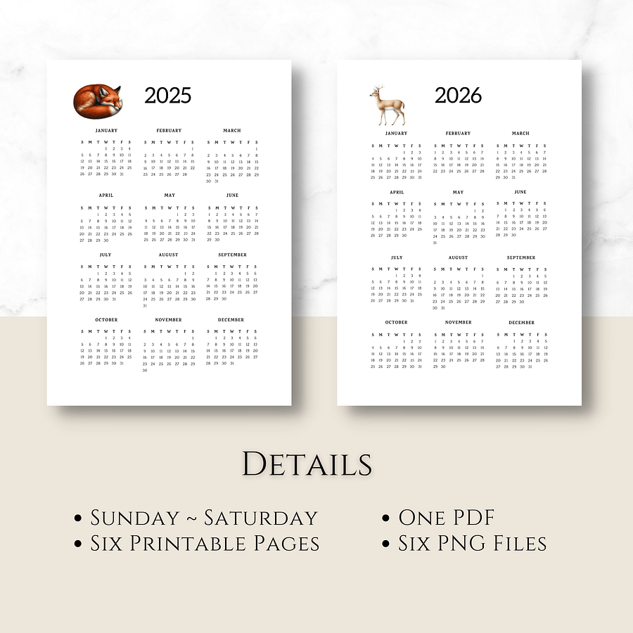Six-year Printable Calendar Pages: Woodland Creatures product image (6)