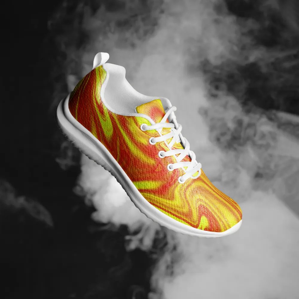Women's Athletic Shoes - Yellow and Red Digital Fluid Art product image (3)