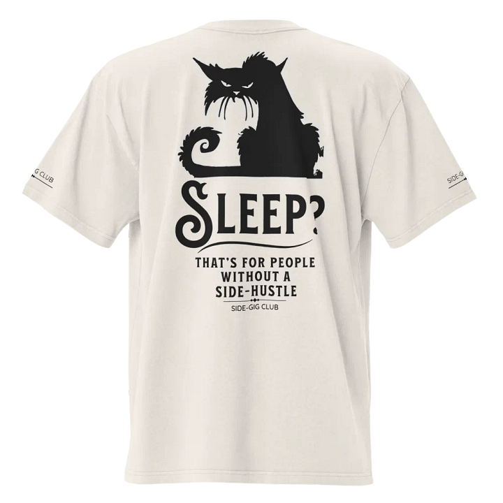 Sleepless Grind: Hustler Cat Oversized Tee Streetwear Edition in Vivid Black product image (2)