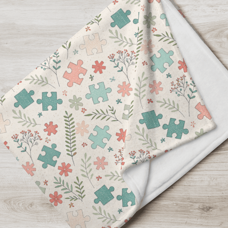 Cozy Fuzz: Pastel Floral Puzzle Printed Throw Blanket product image (4)