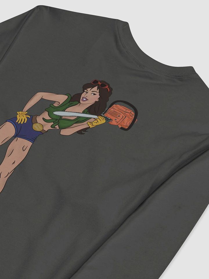 Brunette Chainsaw Betty Pinup Fitted Long Sleeve Crew Neck Shirt product image (1)