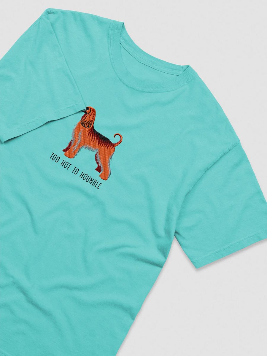 Too Hot To Houndle T-Shirt(Embroidered) of an Afghan Hound(Red) product image (19)