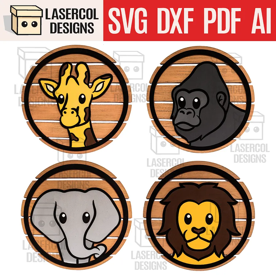 Animals Paint Kit Puzzles Bundle (Set 1-2-3-4) - Laser Cut Files product image (4)
