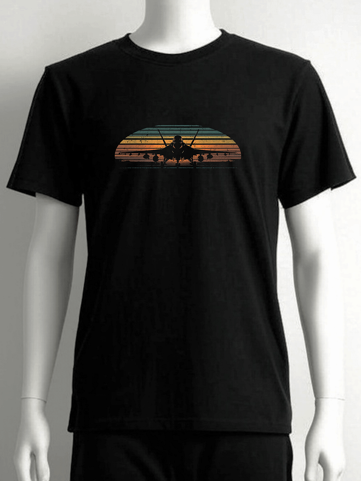Afterburner Sunset – Retro Fighter Jet T-Shirt product image (1)