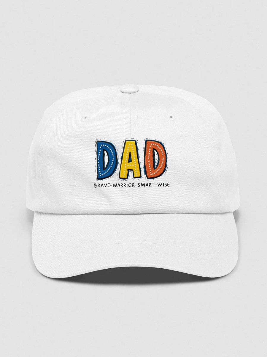 Father’s Day Classic Dad Hat: DAD-Warrior-Brave-Smart-Wise Trimmed in black product image (2)