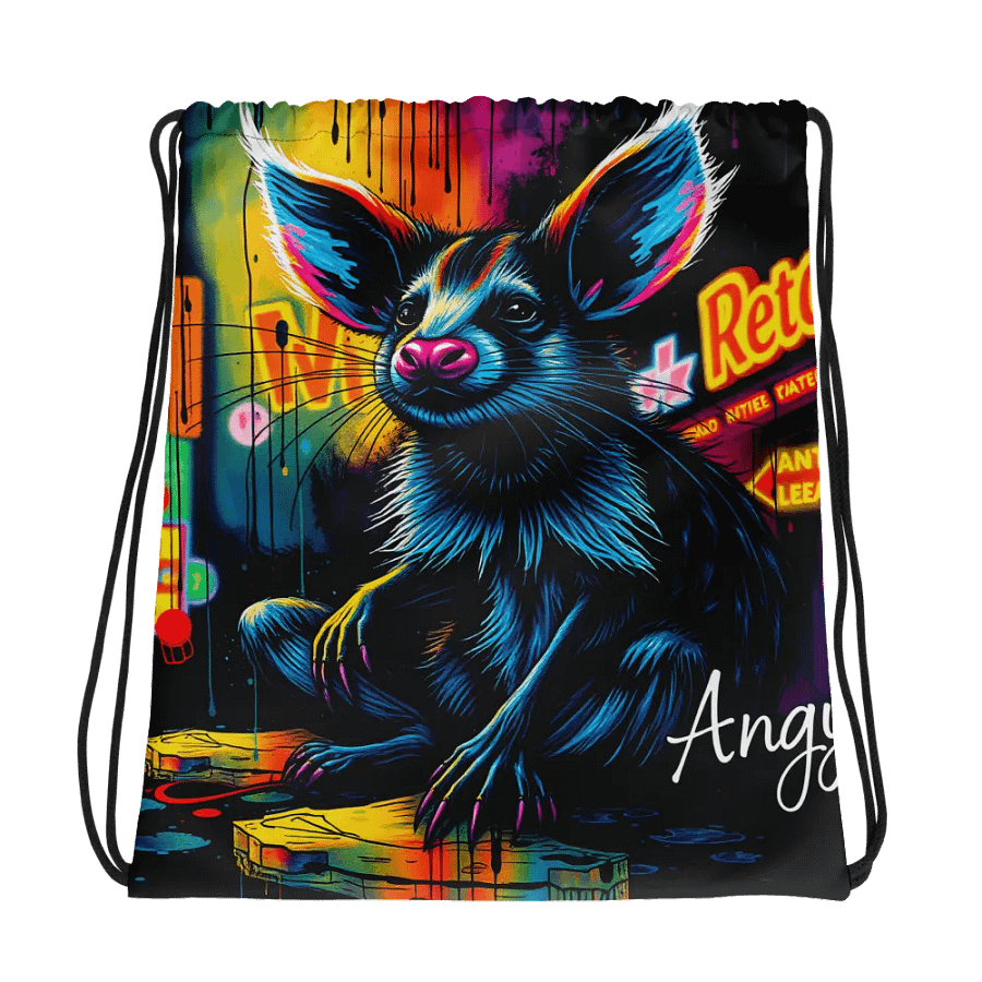 Neon Glowing Rodent All-Over Drawstring Bag product image (1)