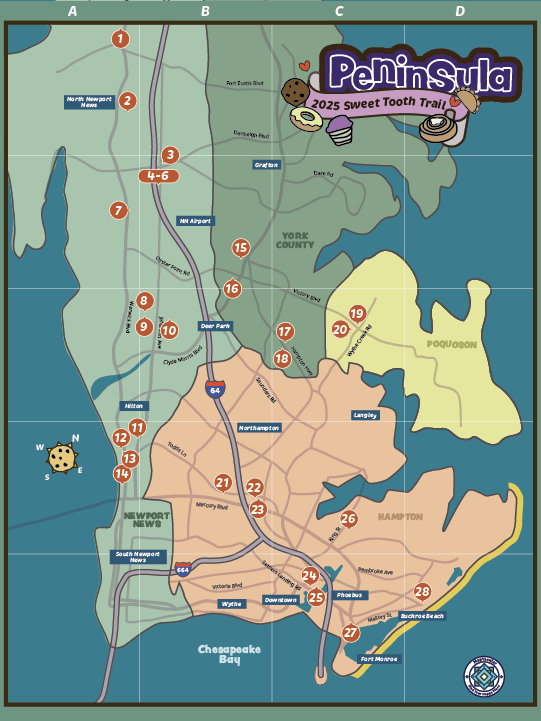 Hampton Roads Peninsula 2025 Sweet Tooth Trail Map - instant digital download product image (2)