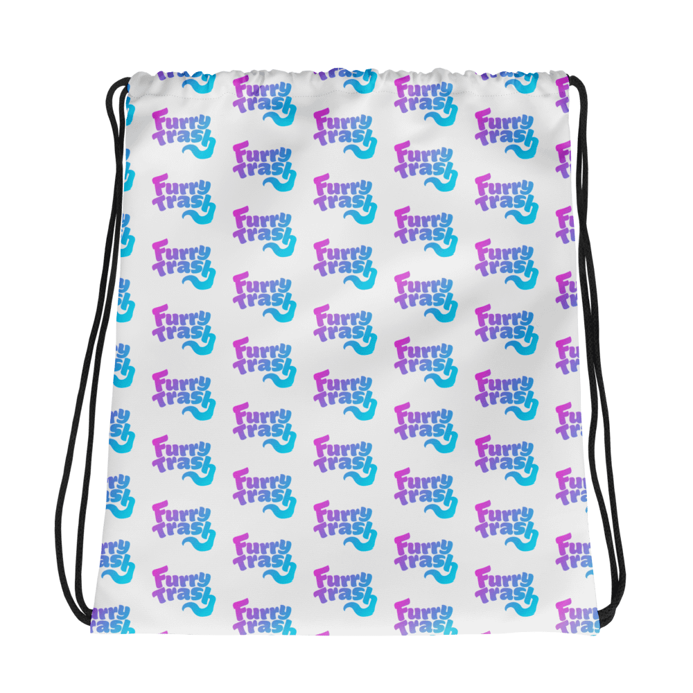 Furry Trash Patterned Drawstring Bag - Bubble Logo (Twilight) product image (1)