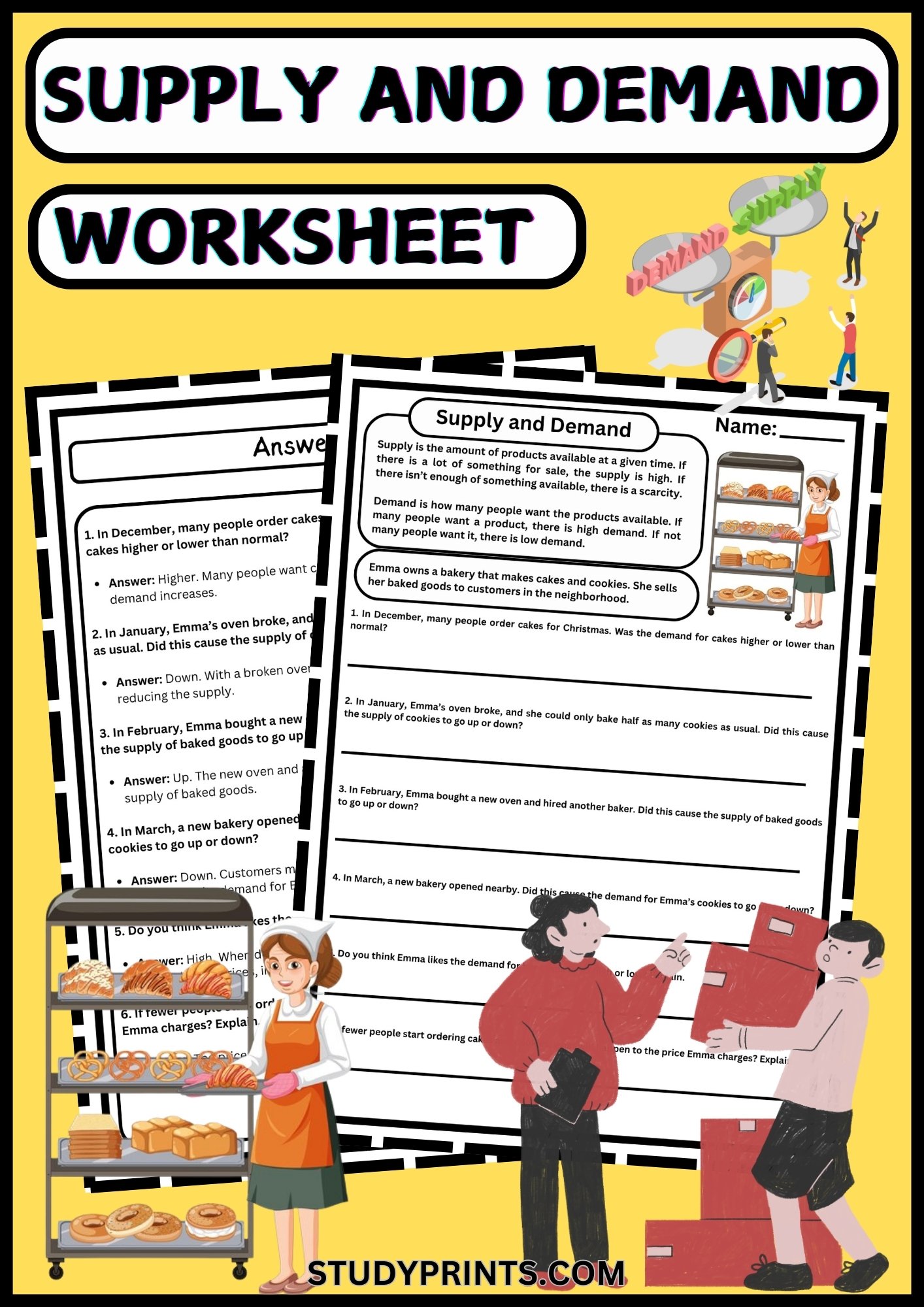 Supply and Demand Worksheet – Fun Real-Life Scenarios with Answer Key product image (1)