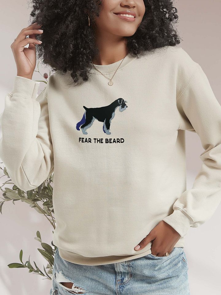 Fear the Beard Sweatshirt (Embroidered) of a Standard Schnauzer(Black & Silver) product image (2)