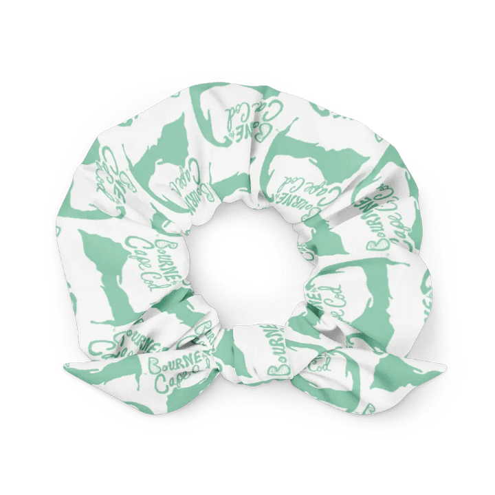 BOURNE to Cape Cod™ | Hair Tie | Coastal Chic | All-Over Logo Print | Vista Blue Green on White product image (1)