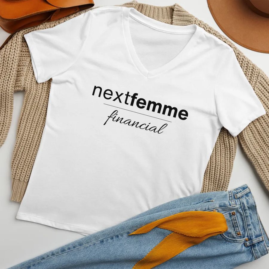 Relaxed V-Neck Tee with Black Logotype product image (6)