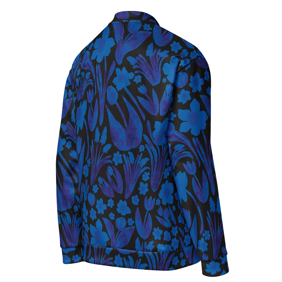 Spring Garden, Royal Blue on Black | Unisex Bomber Jacket | Monique Faella Designs™ product image (4)
