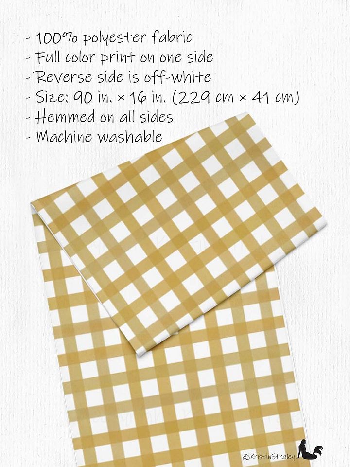Mustard Yellow Gingham on White Table Runner product image (2)