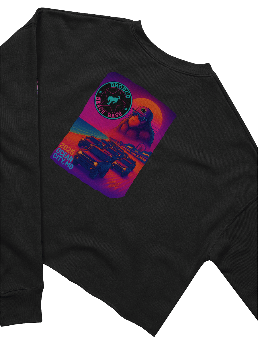2025 Bronco Beach Bash Ocean City / Destination Bigfoot Bronco Collab | Bella+Canvas Women's Fleece Crop Sweatshirt (Multiple Colors Available) product image (4)