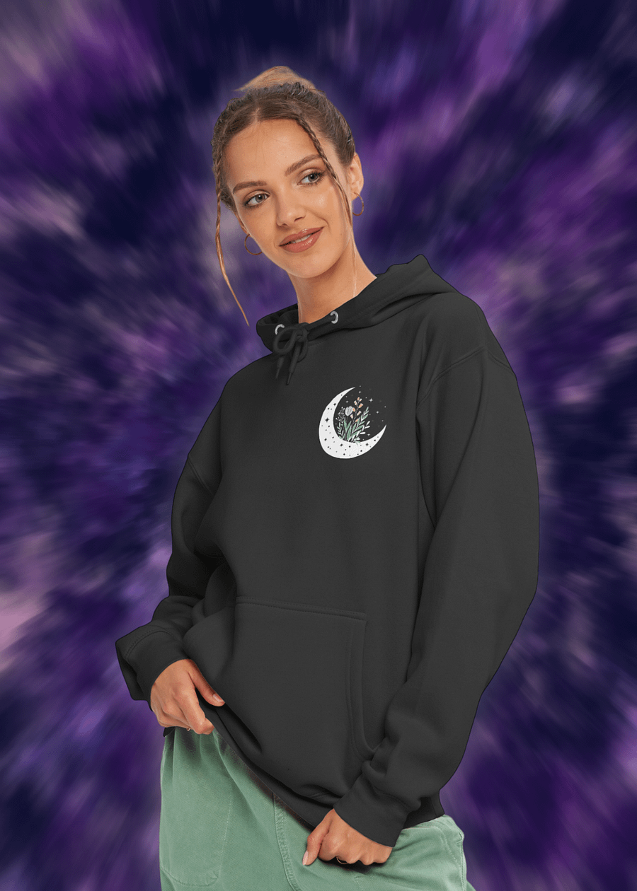 Celestial Blossom Crescent Hoodie Dark product image (3)