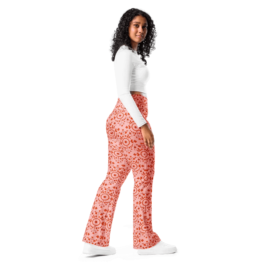 Boho Floral Orange Flare Leggings product image (10)