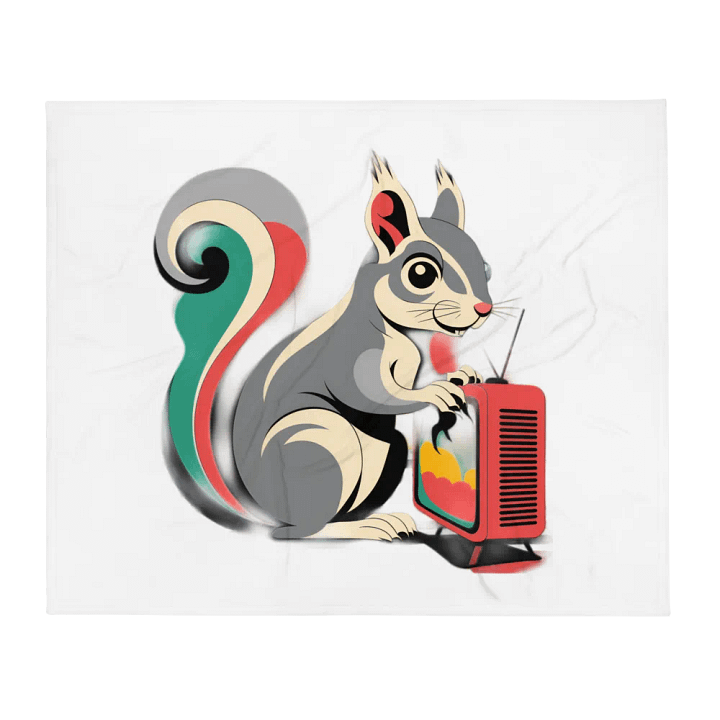 Ultra soft and plushy blanket: Pooky Art, scrambling a retro TV, stylized product image (1)