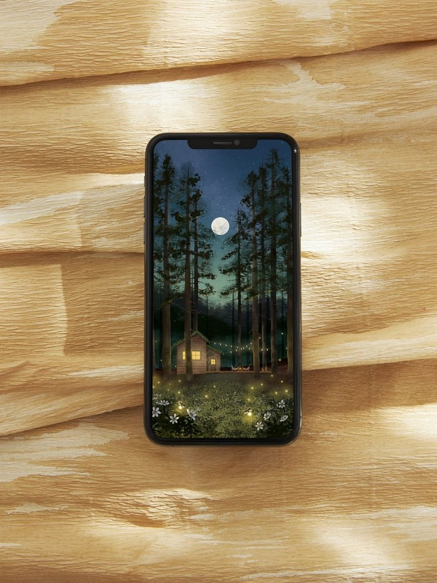 Cabin in the Woods Under a Full Moon Wallpaper and Animated Screensaver product image (3)