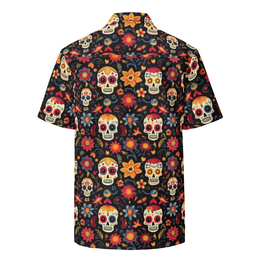 Sugar Skull Pattern-Seamless Day of the Dead Design Hawaiian Shirt product image (2)