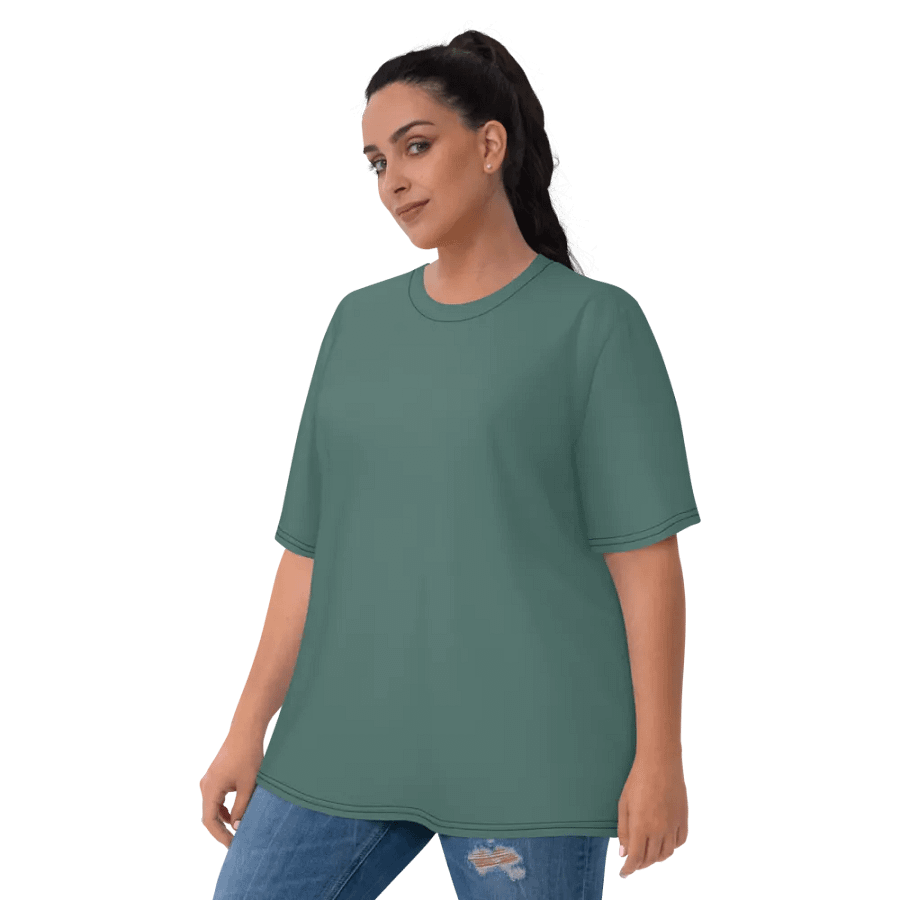 Plain Medium Dark Green Soft Summer Women's Crewneck Polyester Heavyweight Premium T-Shirt by Treasure Pie product image (6)