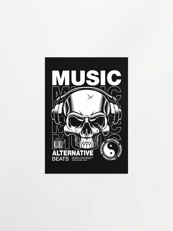 Skull & Headphones Poster: Retro Music-Inspired Art product image (4)