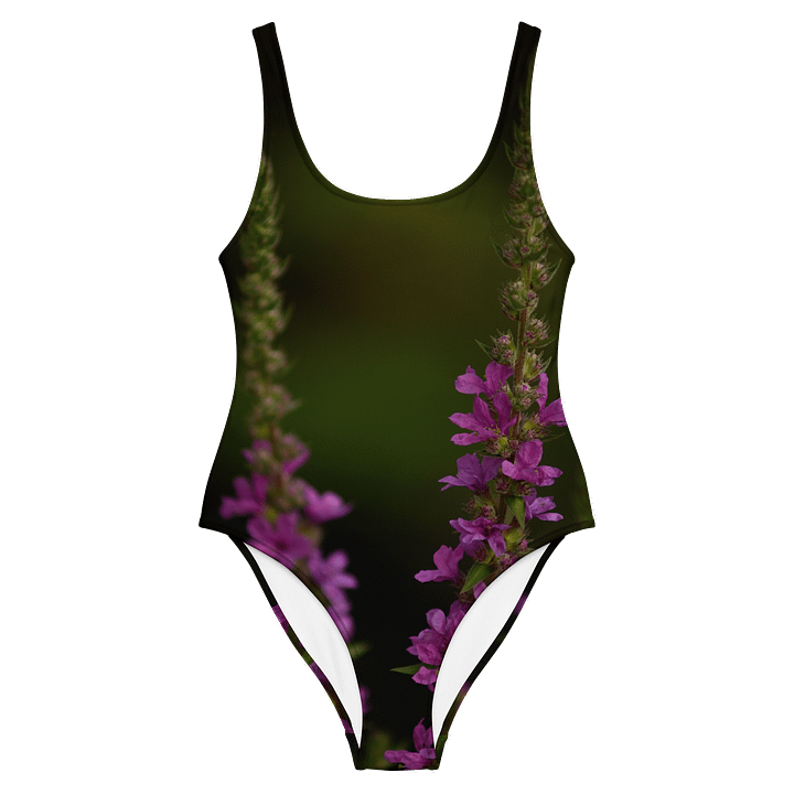 Badeanzug - Violette Blüten vor dunklem Hintergrund product image (2)