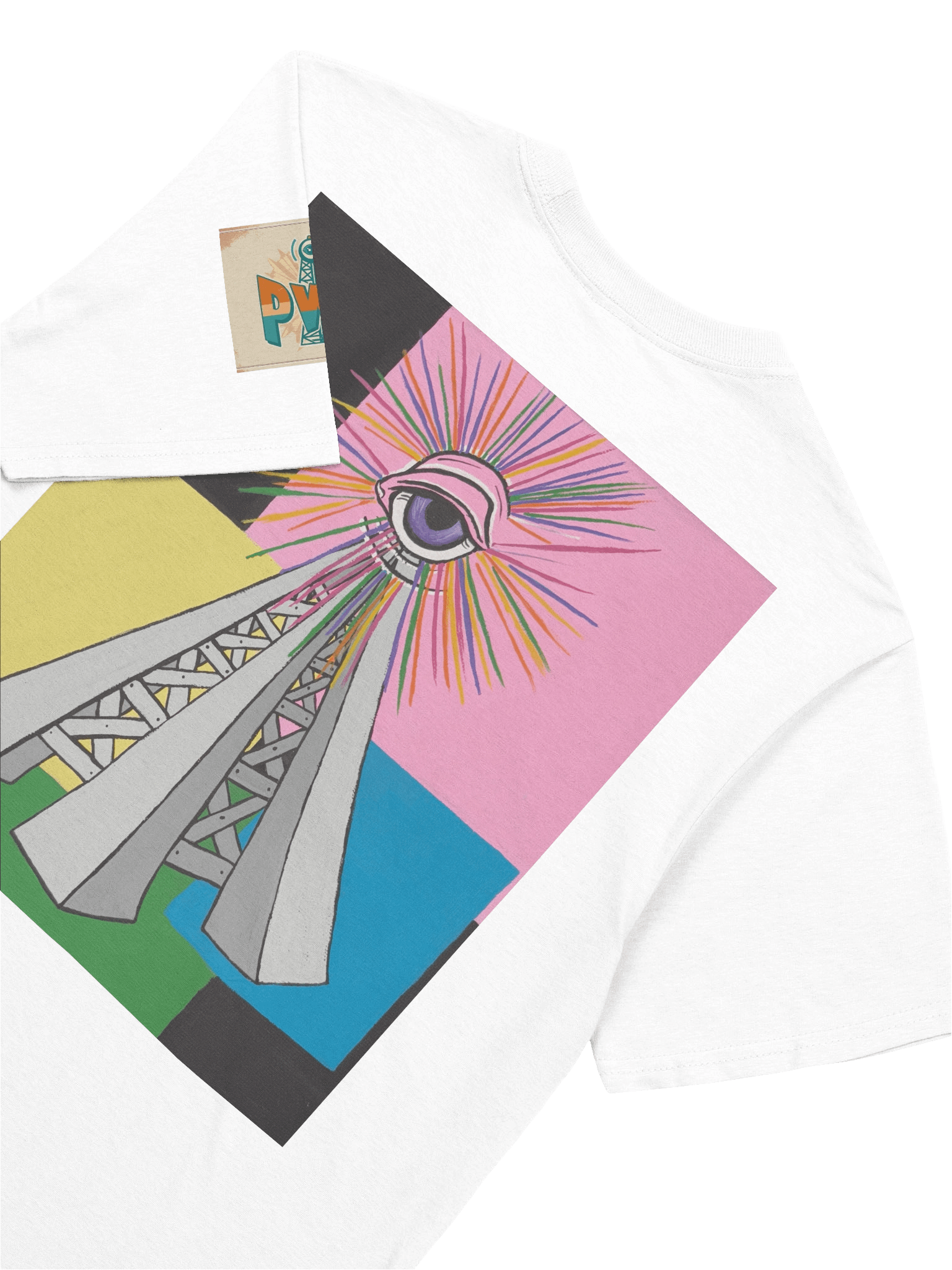 Unisex PWR Radiating Eye/Radio Tower White T-shirt product image (8)