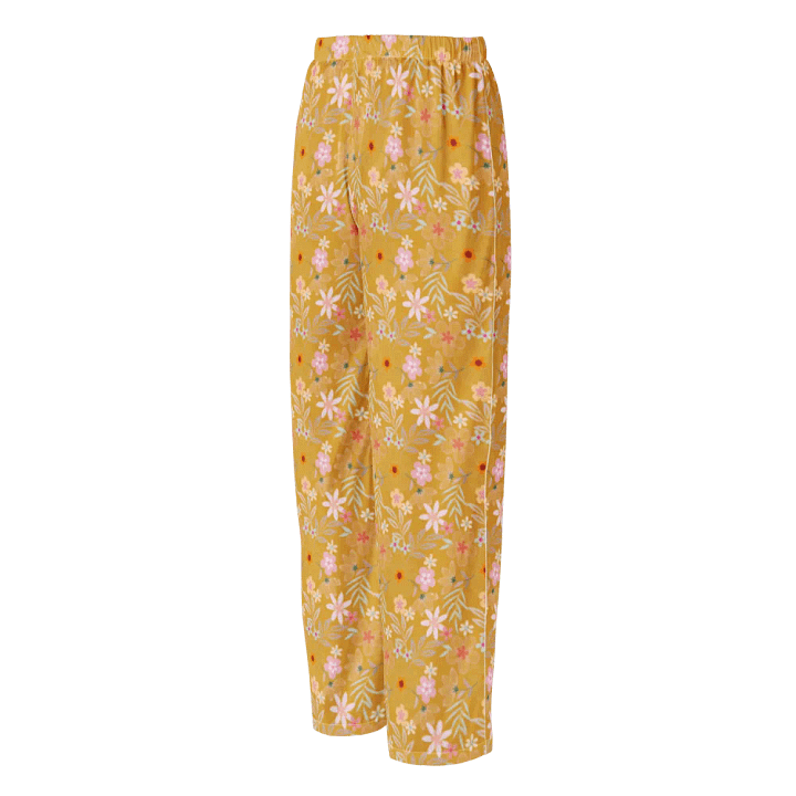 Buttercup Floral Silk Pajama Pants – Elegant Comfort in Bloom product image (2)