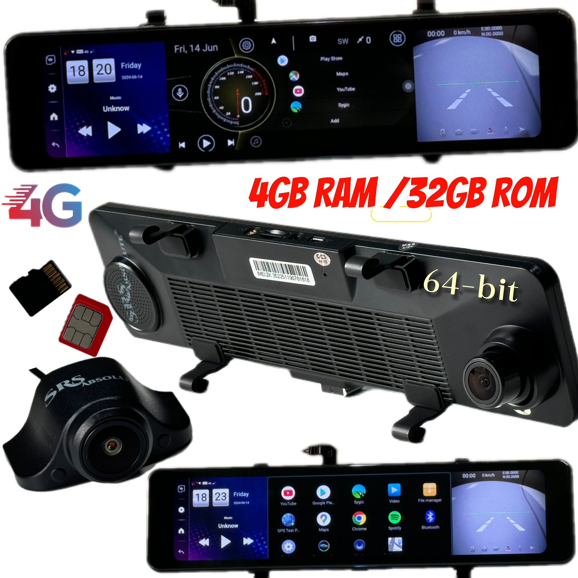 SRS ABSOLUTE Plug/Play 2K 4G Smart Dash Cam | Android | ADAS | 24x7 Remote Audio-Video Monitor GPS Tracking 256GB MicroSD support PlayStore Maps-Apps Support Steering Control Split Screen Multi-Task product image (4)