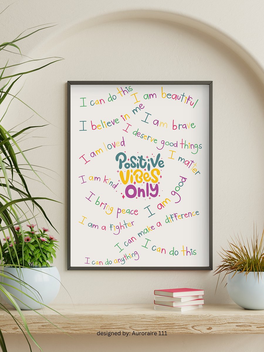 Positive Vibes Only - Printable Wall Art | Digital Poster Download | Multiple Sizes Included product image (6)