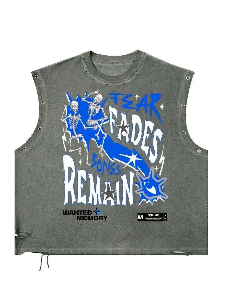 WANTED MEMORY®/NARVI FLOTIN® BONES REMAIN GRAPHIC TANK SHIRT product image (1)