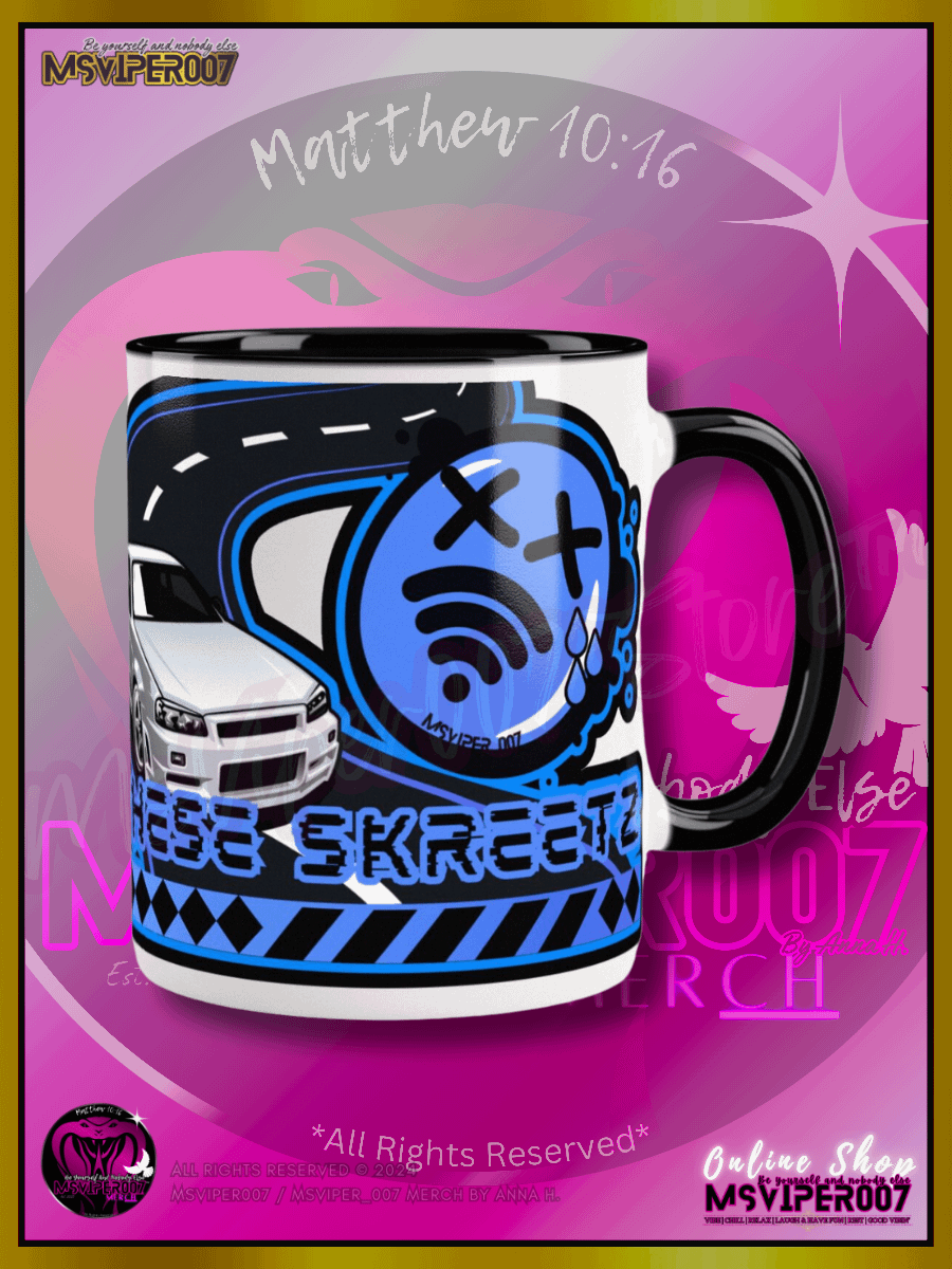 Mug - MsViper007's "Lag Be Real in these Skreetz [blue]" Hot Beverage Mug with color inside by Anna H. product image (3)
