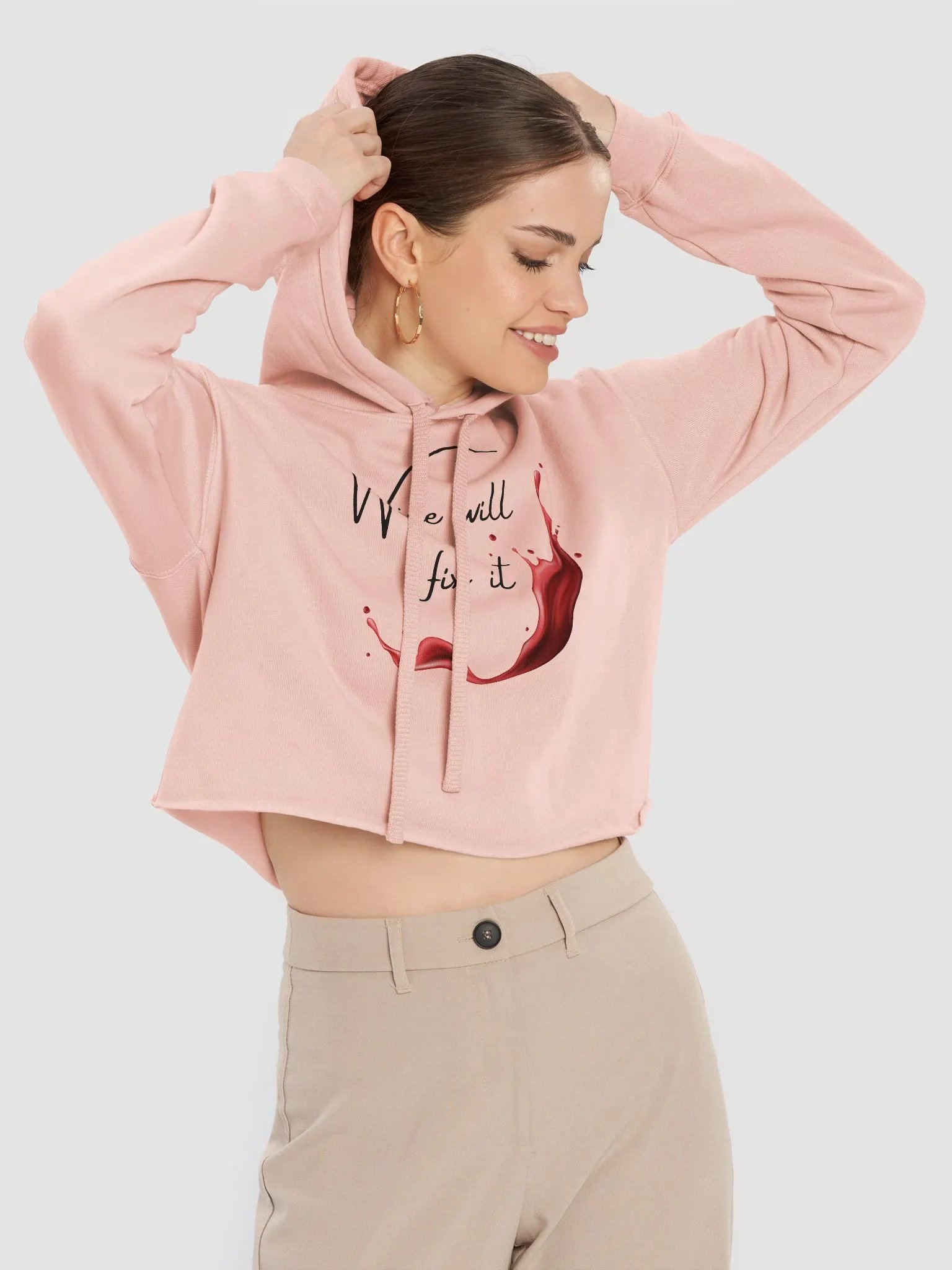 Wine will fix it Fleece Crop Hoodie product image (14)