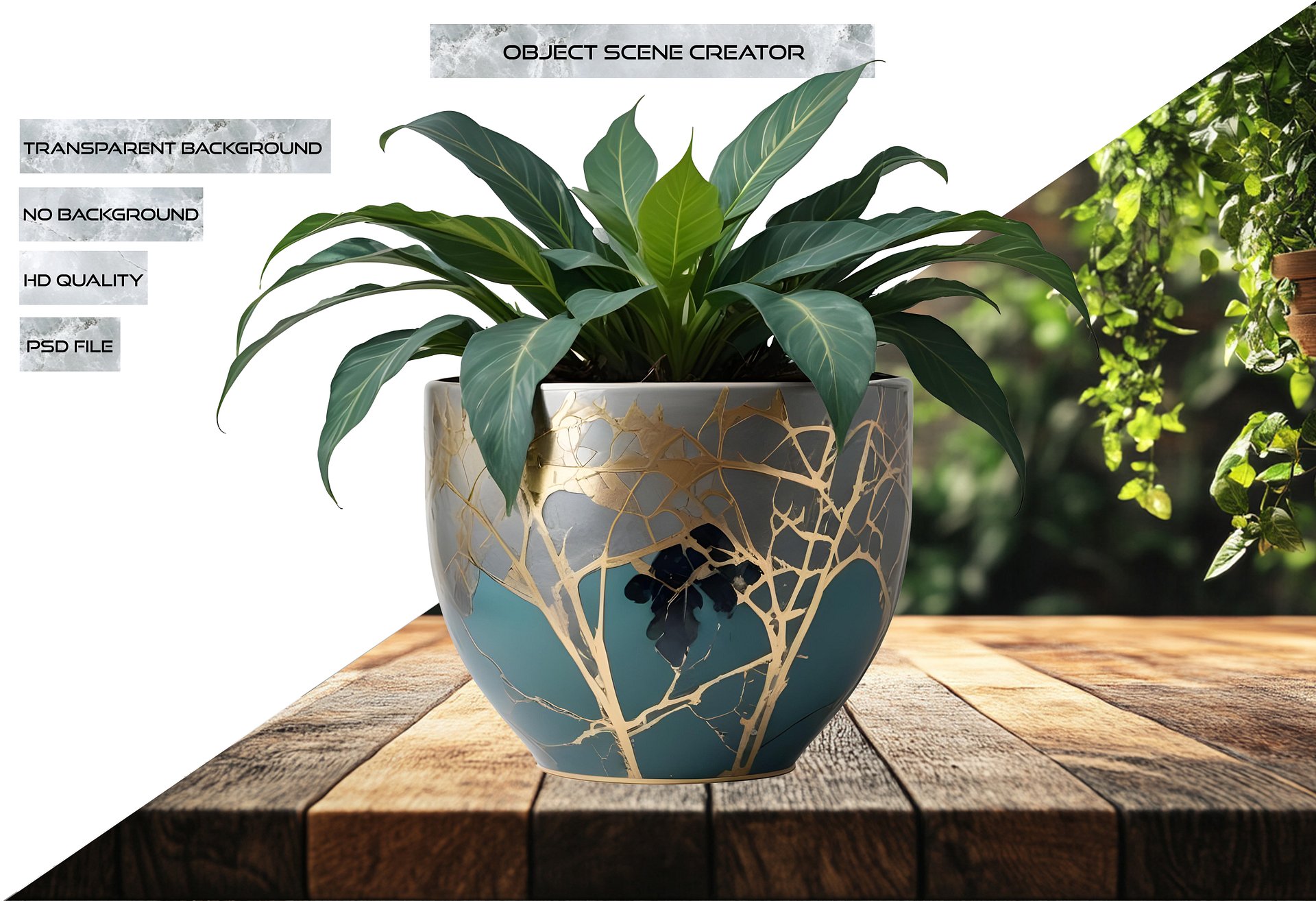 Kintsugi Renewal – Planter with Gold Detailing PNG product image (2)