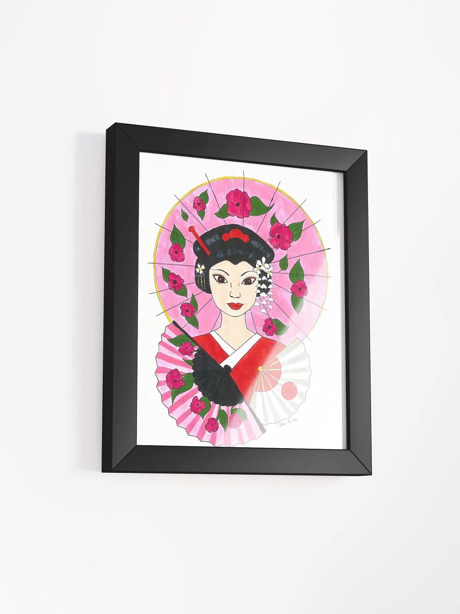 Japanese Geisha (art by Dina R.) acrylic painting - Framed High-Quality Matte Poster (in) product image (20)