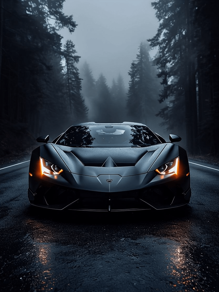 Sleek Misty Forest Sport Car Poster product image (1)