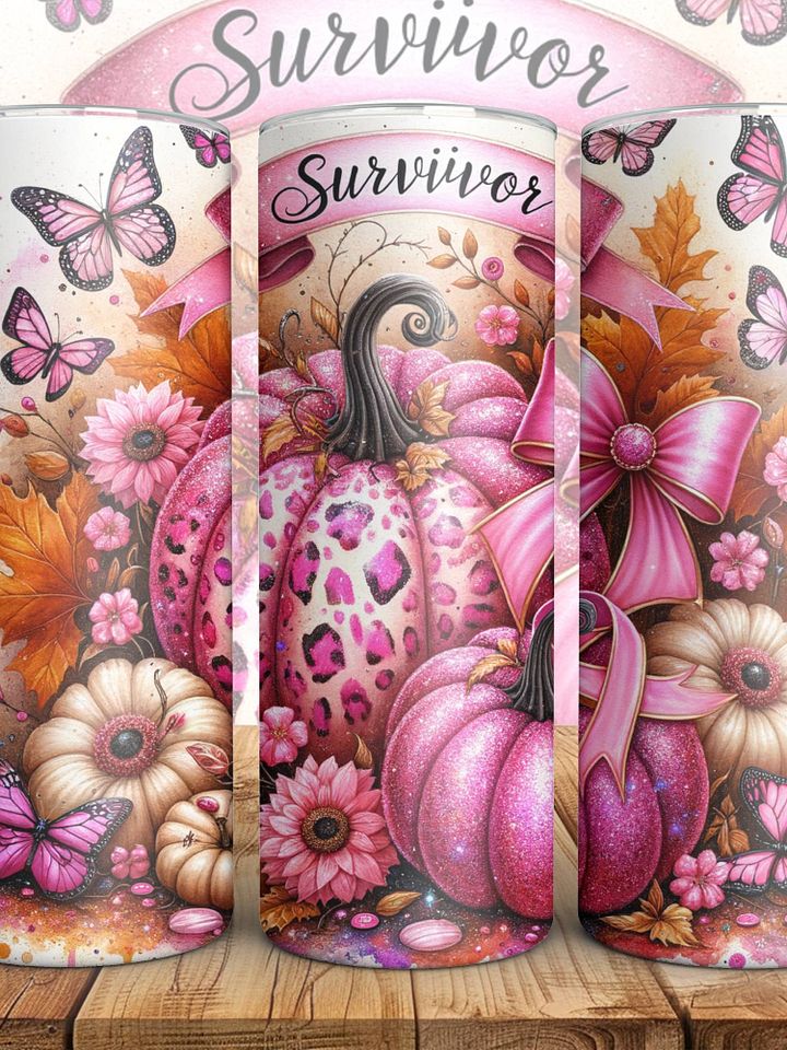 20 oz Pink Pumpkin Ribbon Awareness Tumbler product image (1)