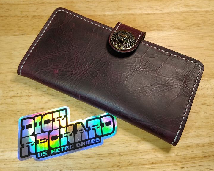 Long Clutch Wallet in Full Grain Purple Pull-up Leather product image (1)