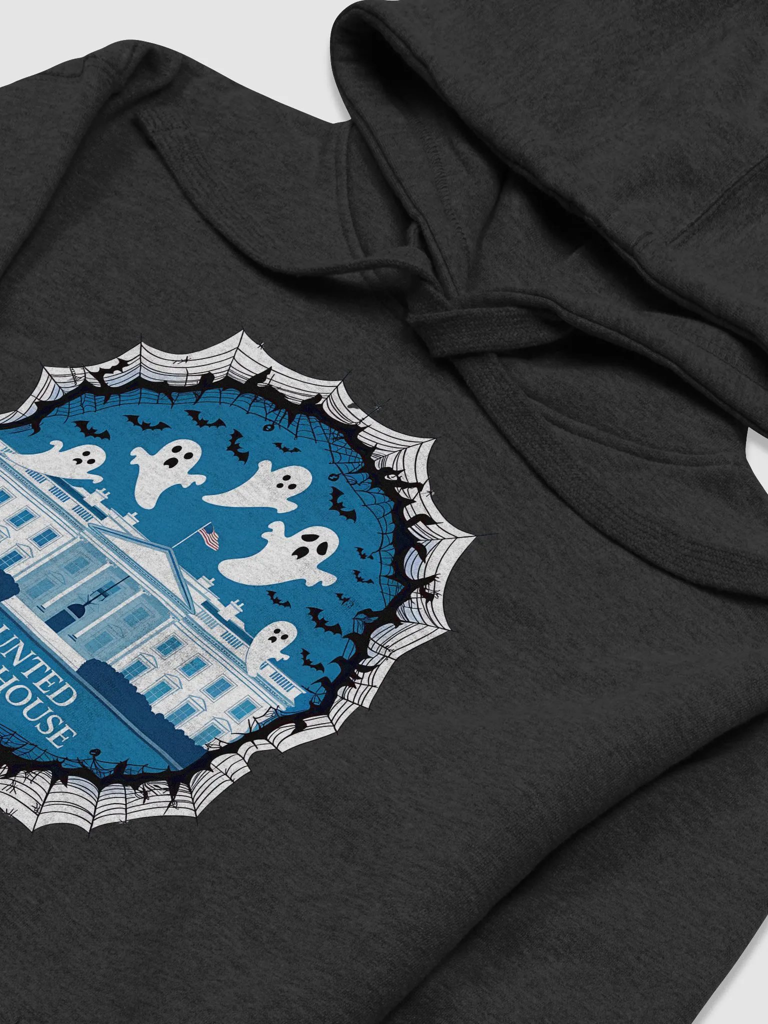 Haunted White House Halloween Hoodie, Spooky Presidential Design, Ghosts & Bats Hoodie, Halloween 2024 Apparel product image (14)