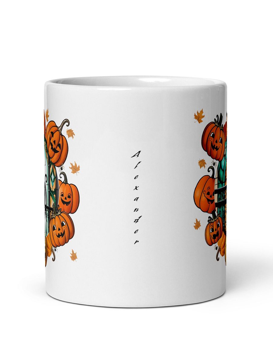 Personalized Cats, Pumpkins and Stained Glass Windows White Glossy Mug product image (3)