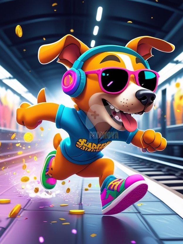 Pixel Party Parade – Track 2: Subway Shuffle (Dog Mascot Edition) | 1472x832 px | 4 Variations | PNG + PDF product image (3)