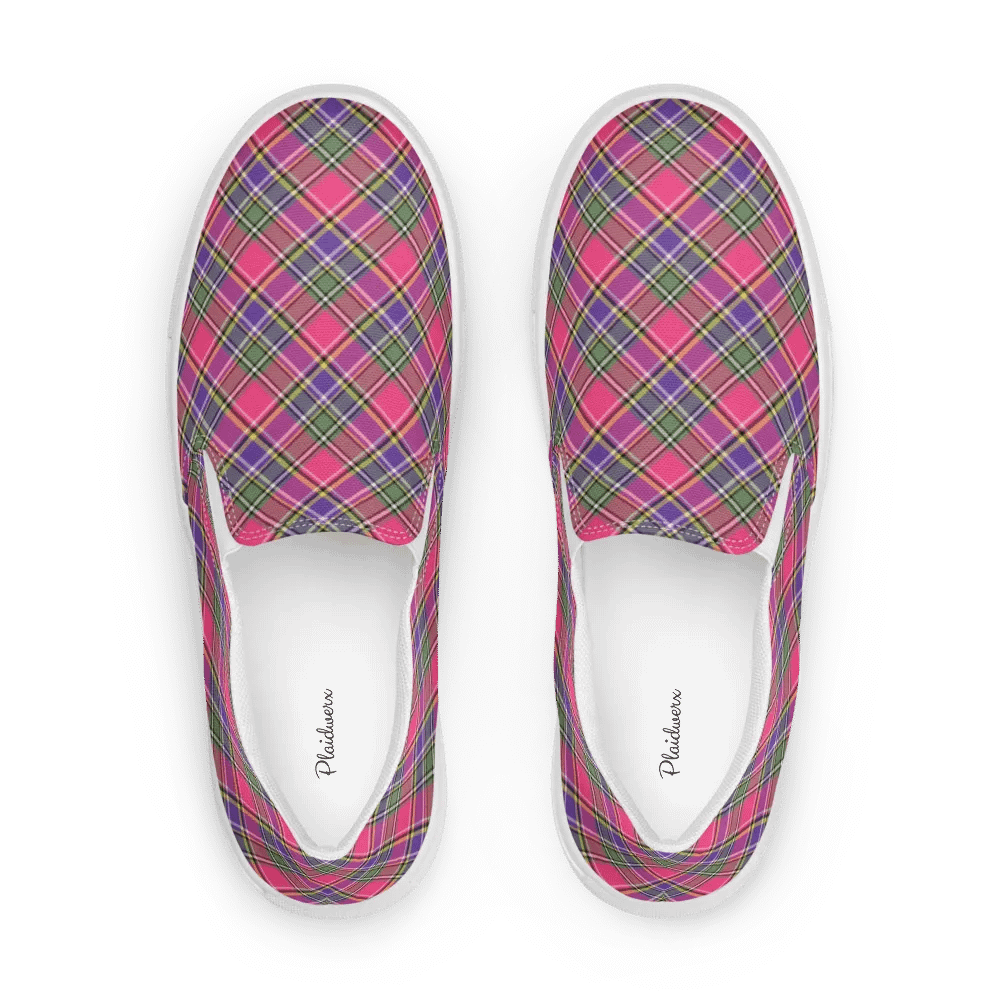 Pink and Purple Vintage Plaid Women's Slip On Shoes product image (1)