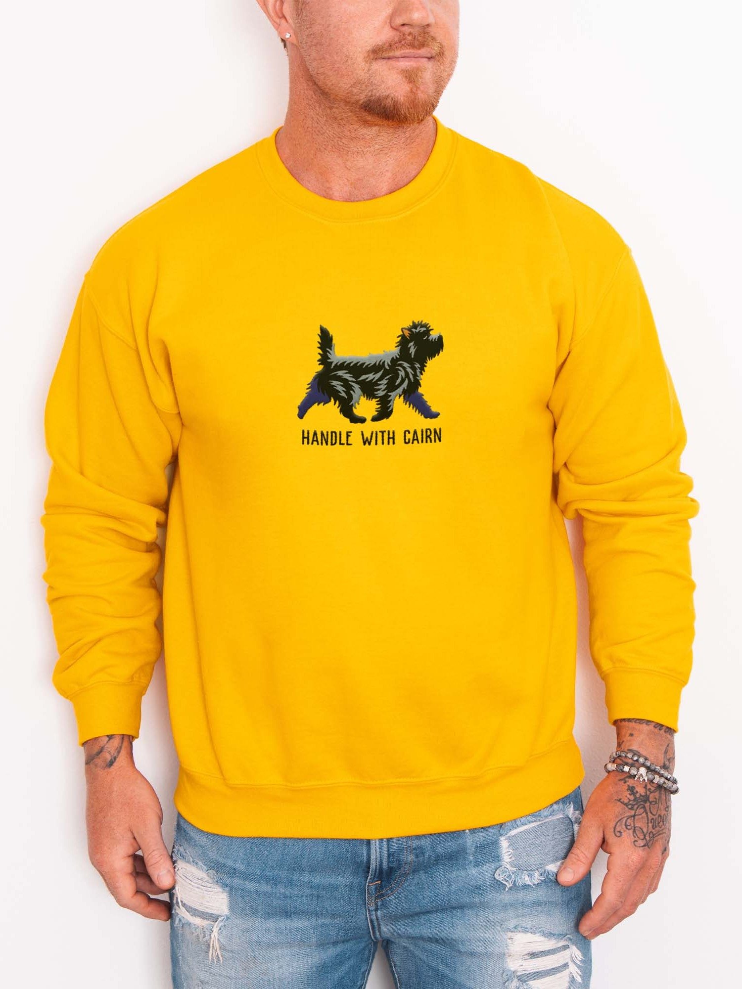 Handle with Cairn Sweatshirt (Embroidered) of a Cairn Terrier(Black) product image (2)